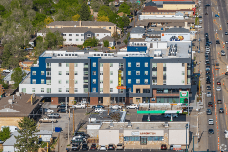 mixed-use housing the rose on colfax elevation change<br /><small>Credit: Apartments.com</small>