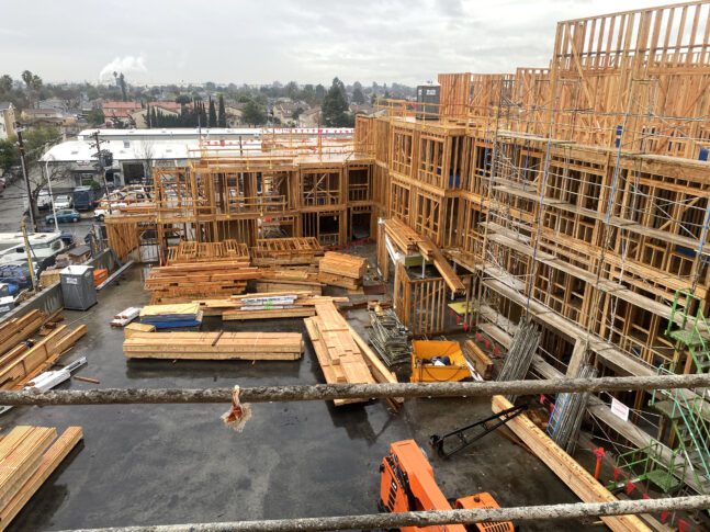 Timber Street Senior Housing, affordable housing, Newark, California, courtyard from third floor<br /><small>VMWP</small>