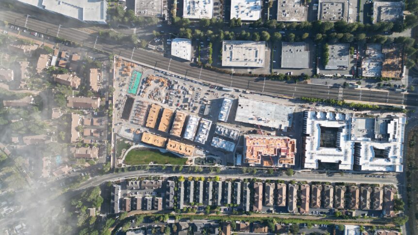 transit oriented condominiums The Station Aster Ave Toll Brothers aerial master plan<br /><small>Image: Toll Brothers</small>