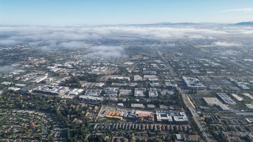 transit oriented condominiums The Station Aster Ave Toll Brothers aerial Sunnyvale, California<br /><small>Image: Toll Brothers</small>