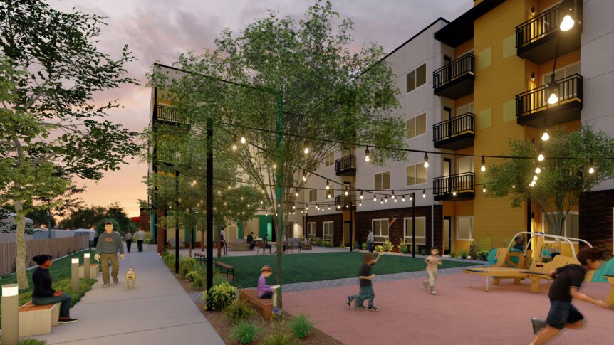 98 Stanley Infill housing development COURTYARD DUSK<br /><small></small>